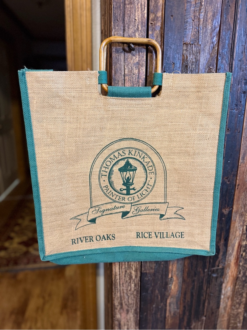 Thomas Kinkade Painter of Light Signature Galleries Jute Tote artist collector